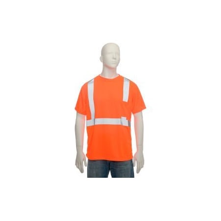 OccuNomix Standard Wicking Birdseye Class 2 T-Shirt W/ Pocket Hi-Vis Orange, 4XL, LUX-SSETP2B-O4X
